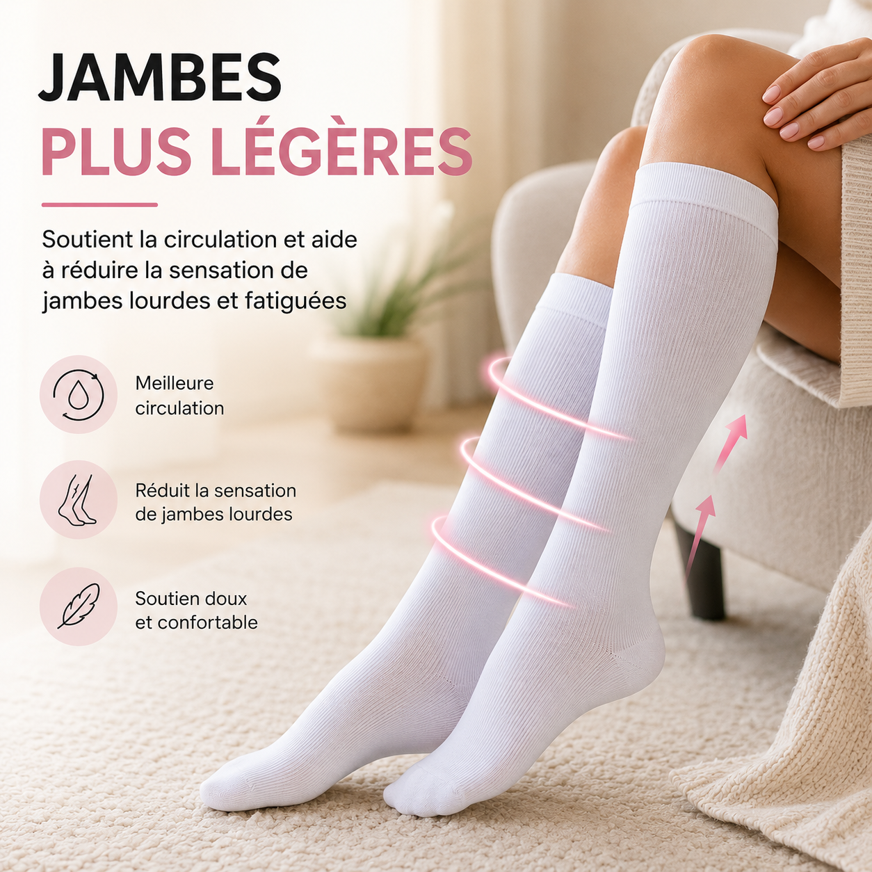 Mundee™ Energy+ — Chaussettes de compression unisexes pour jambes lourdes